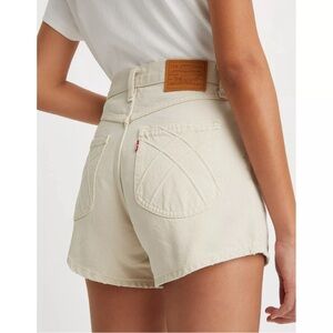 LEVIS 80s Mom Shorts Women’s Size 24 Tan Cotton Off White HIGH WAIST EUC